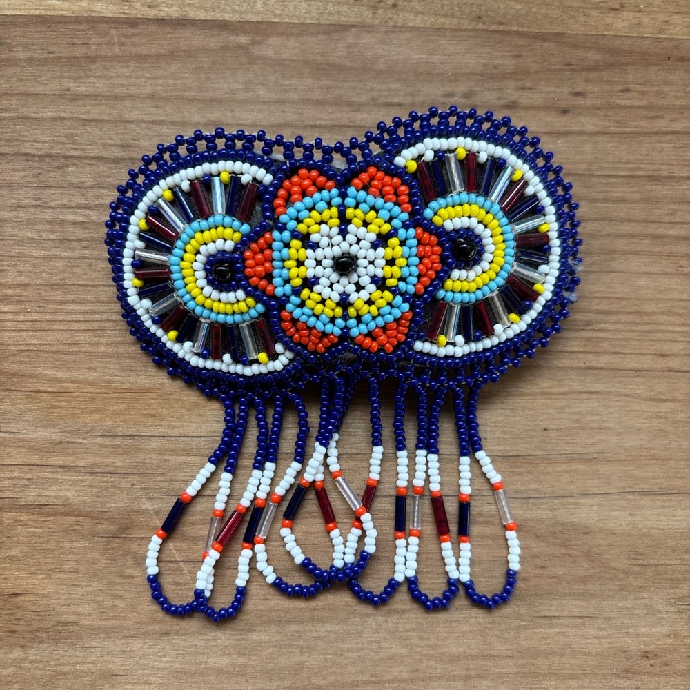Hand Crafted Native American Beaded Loops Barrette, Colorful Hair Clip, Artisan